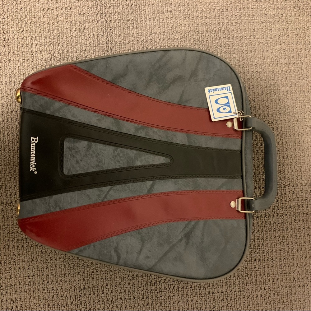 Vintage gray and red bowling bag